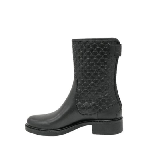 Gucci Black Leather Microguccissima Ankle Boots - Picture 1 of 14